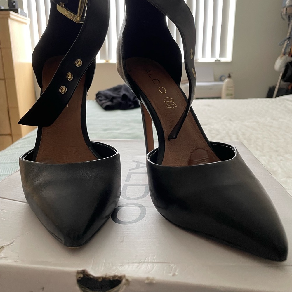 Aldo Black Stiletto Heels Classic Pointed-Toe Pumps